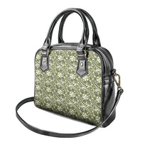 Hibiscus Bloom Island Tribal Waves Shoulder Handbag Olive Green Polynesian Pattern LT01 - Polynesian Pride