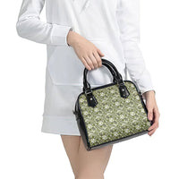 Hibiscus Bloom Island Tribal Waves Shoulder Handbag Olive Green Polynesian Pattern LT01 - Polynesian Pride