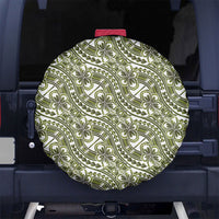 Hibiscus Bloom Island Tribal Waves Spare Tire Cover Olive Green Polynesian Pattern LT01 No hole Olive Green - Polynesian Pride
