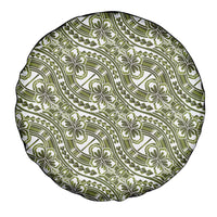 Hibiscus Bloom Island Tribal Waves Spare Tire Cover Olive Green Polynesian Pattern LT01 - Polynesian Pride