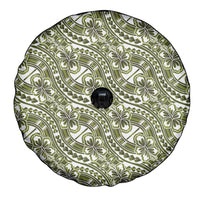Hibiscus Bloom Island Tribal Waves Spare Tire Cover Olive Green Polynesian Pattern LT01 - Polynesian Pride