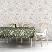 Hibiscus Bloom Island Tribal Waves Tablecloth Olive Green Polynesian Pattern LT01 - Polynesian Pride