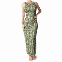 Hibiscus Bloom Island Tribal Waves Tank Maxi Dress Olive Green Polynesian Pattern LT01 Women Olive Green - Polynesian Pride
