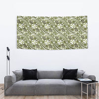 Hibiscus Bloom Island Tribal Waves Tapestry Olive Green Polynesian Pattern LT01 - Polynesian Pride