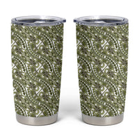 Hibiscus Bloom Island Tribal Waves Tumbler Cup Olive Green Polynesian Pattern LT01 Olive Green - Polynesian Pride