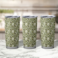 Hibiscus Bloom Island Tribal Waves Tumbler Cup Olive Green Polynesian Pattern LT01 - Polynesian Pride