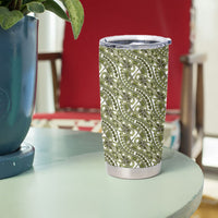 Hibiscus Bloom Island Tribal Waves Tumbler Cup Olive Green Polynesian Pattern LT01 - Polynesian Pride