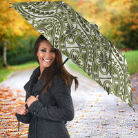 Hibiscus Bloom Island Tribal Waves Umbrella Olive Green Polynesian Pattern LT01 - Polynesian Pride