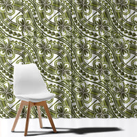 Hibiscus Bloom Island Tribal Waves Window Curtain Olive Green Polynesian Pattern LT01 - Polynesian Pride