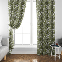Hibiscus Bloom Island Tribal Waves Window Curtain Olive Green Polynesian Pattern LT01 - Polynesian Pride