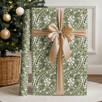 Hibiscus Bloom Island Tribal Waves Wrapping Paper Olive Green Polynesian Pattern LT01 - Polynesian Pride