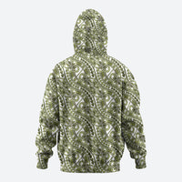 Hibiscus Bloom Island Tribal Waves Zip Hoodie Olive Green Polynesian Pattern LT01 - Polynesian Pride