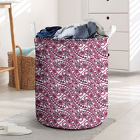Hibiscus Bloom Island Tribal Waves Laundry Basket Pink Polynesian Pattern LT01 Pink - Polynesian Pride