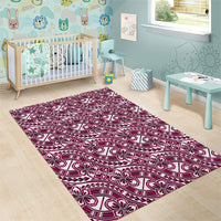 Hibiscus Bloom Island Tribal Waves Area Rug Pink Polynesian Pattern LT01 - Polynesian Pride