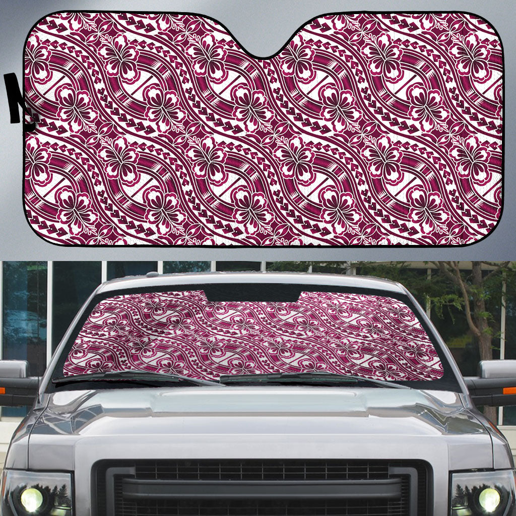Hibiscus Bloom Island Tribal Waves Auto Sun Shade Pink Polynesian Pattern LT01 Pink - Polynesian Pride