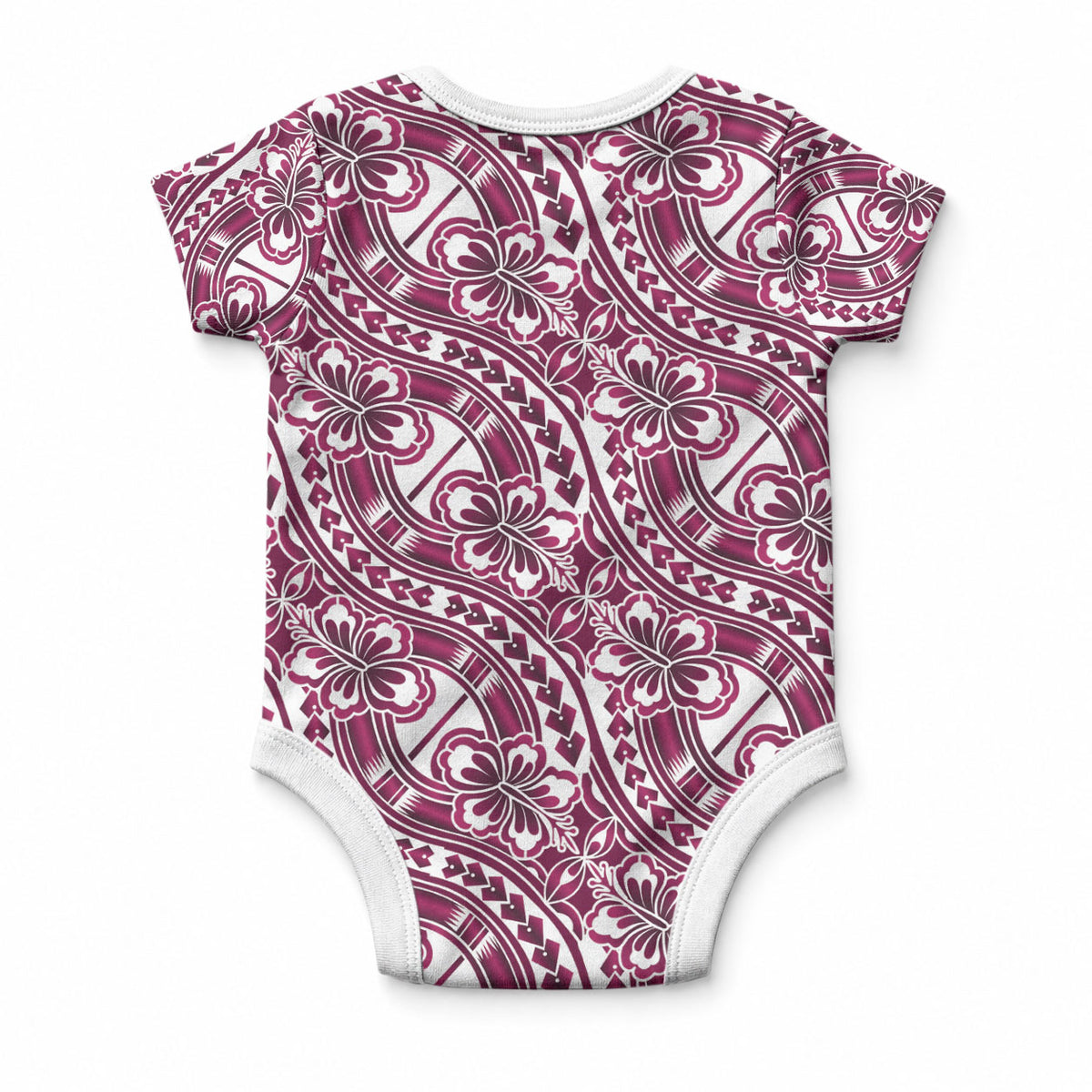 Hibiscus Bloom Island Tribal Waves Baby Onesie Pink Polynesian Pattern LT01 - Polynesian Pride