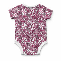 Hibiscus Bloom Island Tribal Waves Baby Onesie Pink Polynesian Pattern LT01 - Polynesian Pride