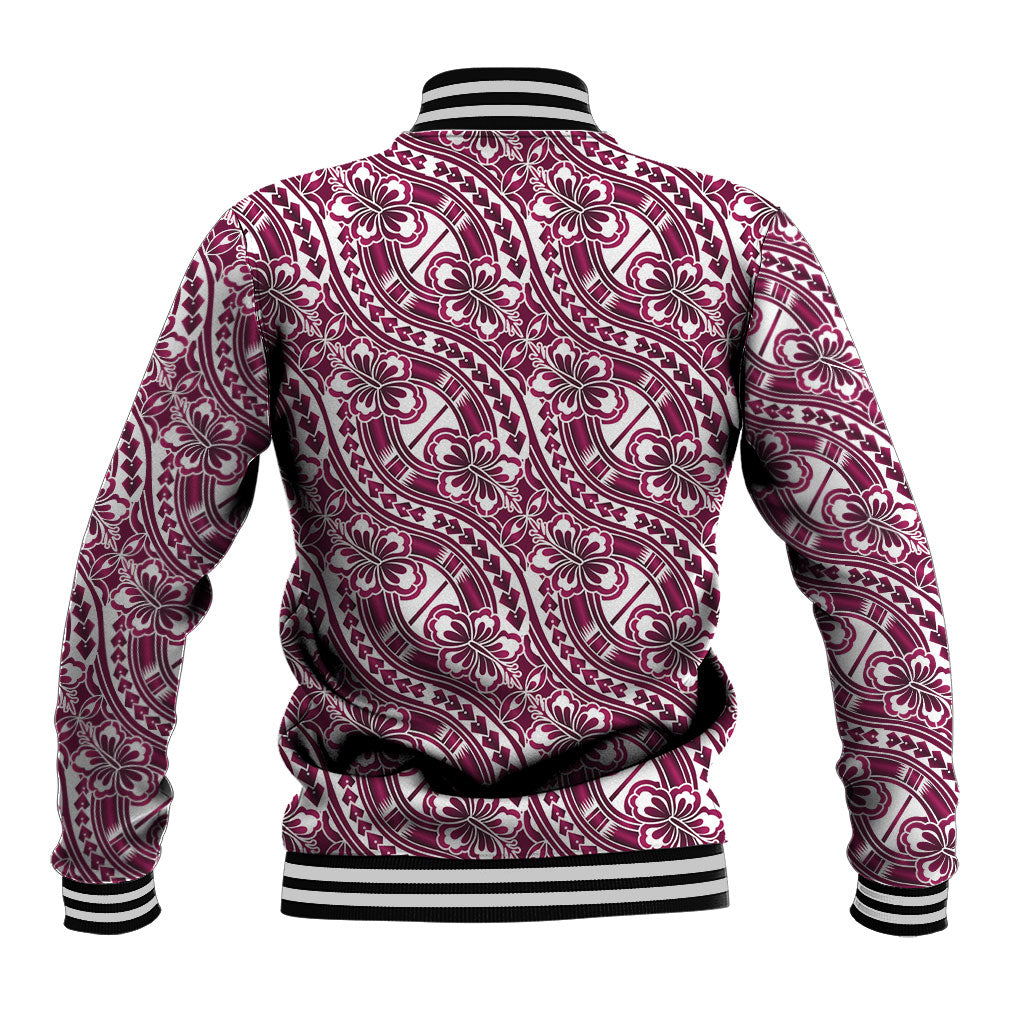Hibiscus Bloom Island Tribal Waves Baseball Jacket Pink Polynesian Pattern LT01 - Polynesian Pride