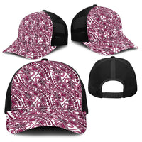 Hibiscus Bloom Island Tribal Waves Baseball Net Cap Pink Polynesian Pattern LT01 - Polynesian Pride