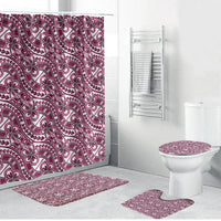 Hibiscus Bloom Island Tribal Waves Bathroom Set Pink Polynesian Pattern LT01 Bathroom Set (4 pcs) Pink - Polynesian Pride