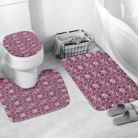 Hibiscus Bloom Island Tribal Waves Bathroom Set Pink Polynesian Pattern LT01 Mat Set Only (3 pcs) One Size Pink - Polynesian Pride