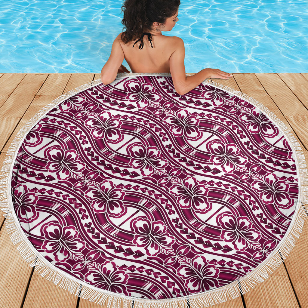 Hibiscus Bloom Island Tribal Waves Beach Blanket Pink Polynesian Pattern LT01 - Polynesian Pride