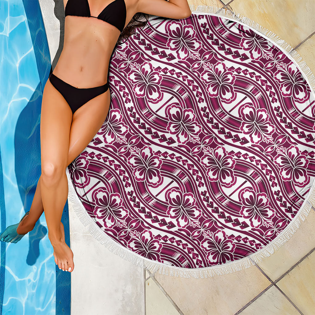 Hibiscus Bloom Island Tribal Waves Beach Blanket Pink Polynesian Pattern LT01 - Polynesian Pride