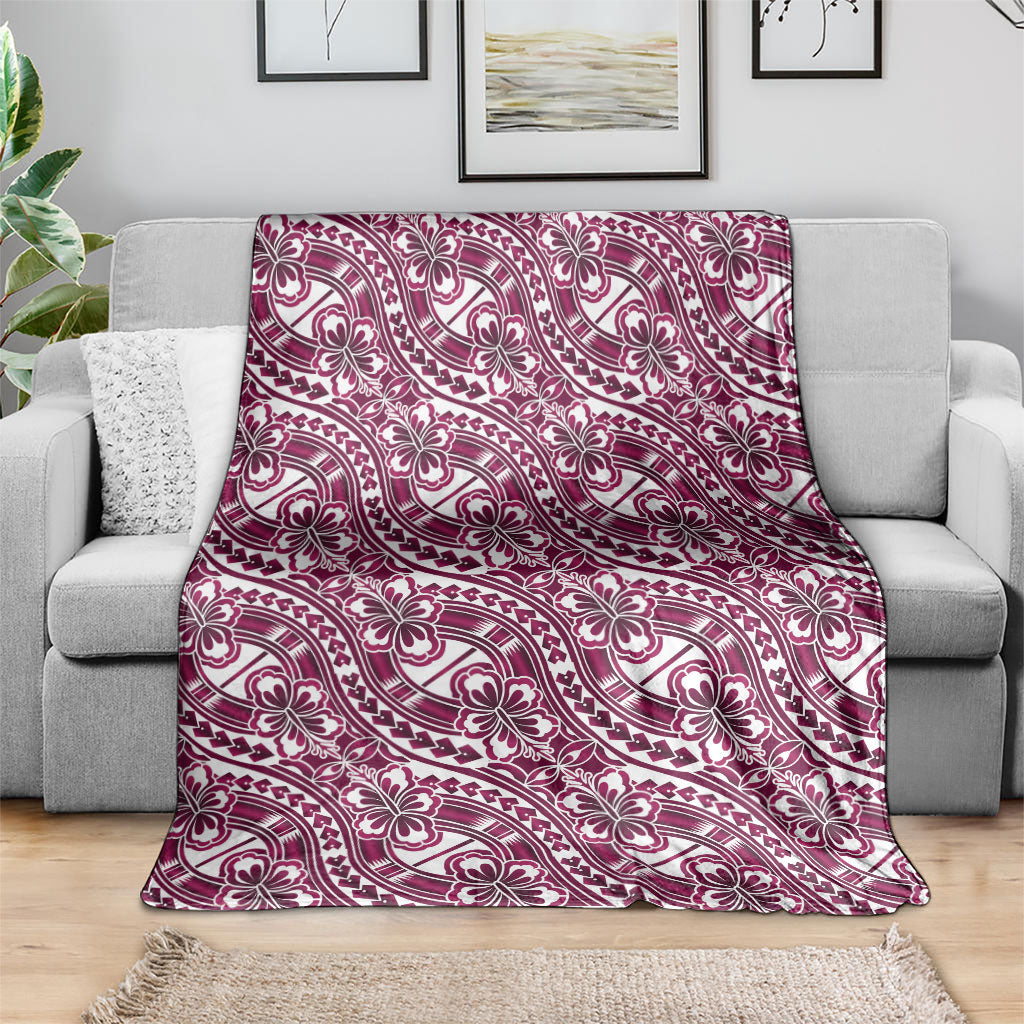 Hibiscus Bloom Island Tribal Waves Blanket Pink Polynesian Pattern LT01 - Polynesian Pride