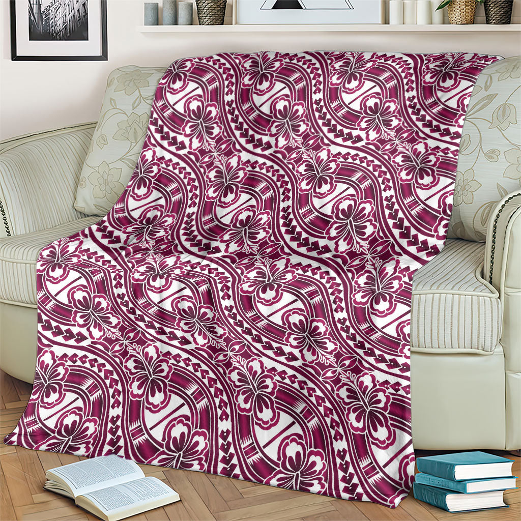 Hibiscus Bloom Island Tribal Waves Blanket Pink Polynesian Pattern LT01 - Polynesian Pride