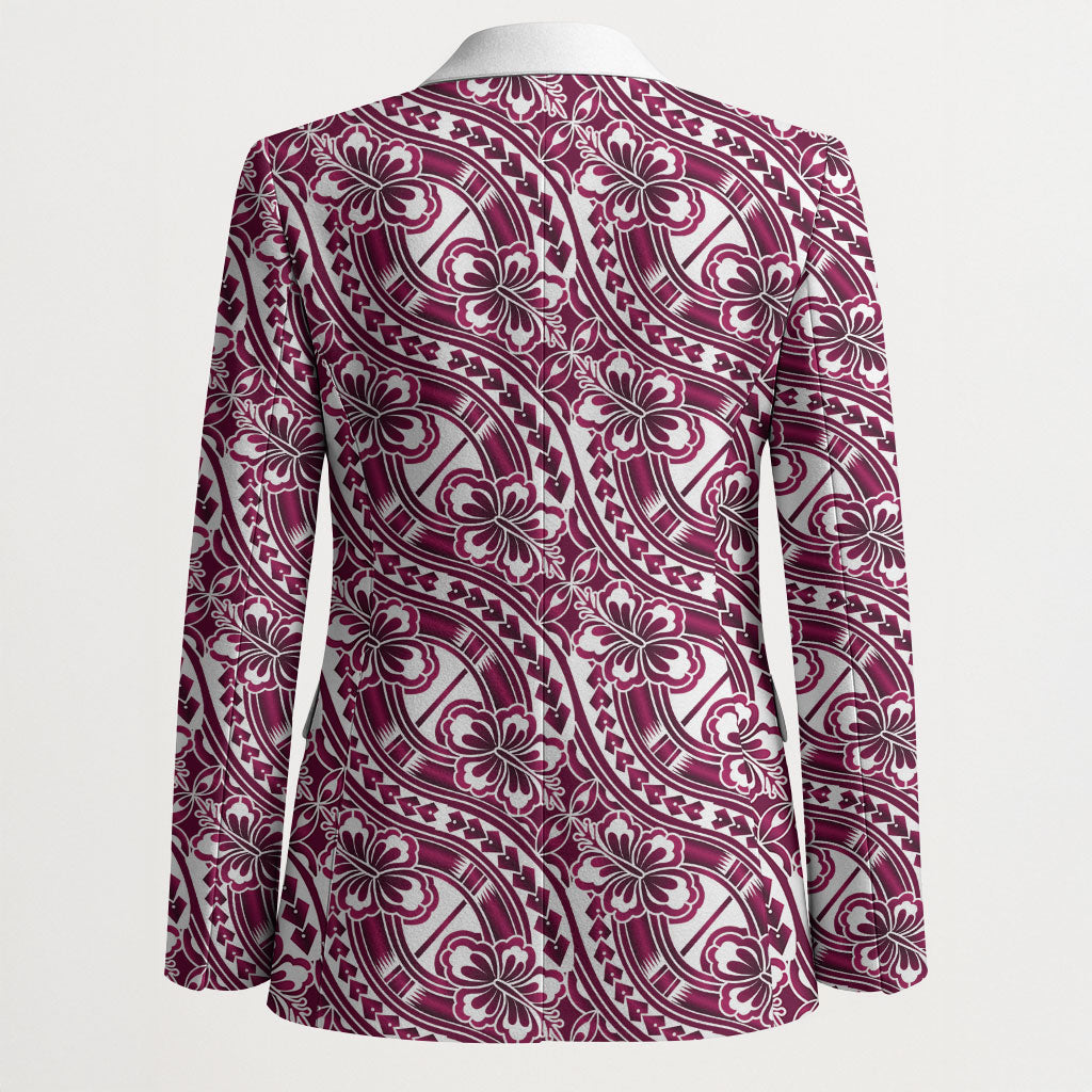 Hibiscus Bloom Island Tribal Waves Blazer Pink Polynesian Pattern LT01 - Polynesian Pride