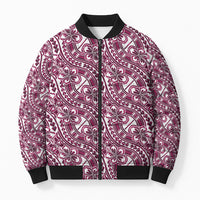 Hibiscus Bloom Island Tribal Waves Bomber Puffer Jacket Pink Polynesian Pattern LT01 Unisex Pink - Polynesian Pride