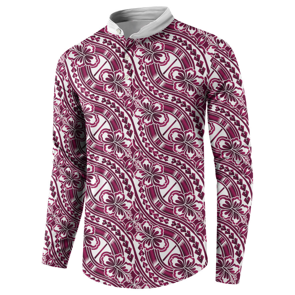 Hibiscus Bloom Island Tribal Waves Button Sweatshirt Pink Polynesian Pattern LT01 - Polynesian Pride
