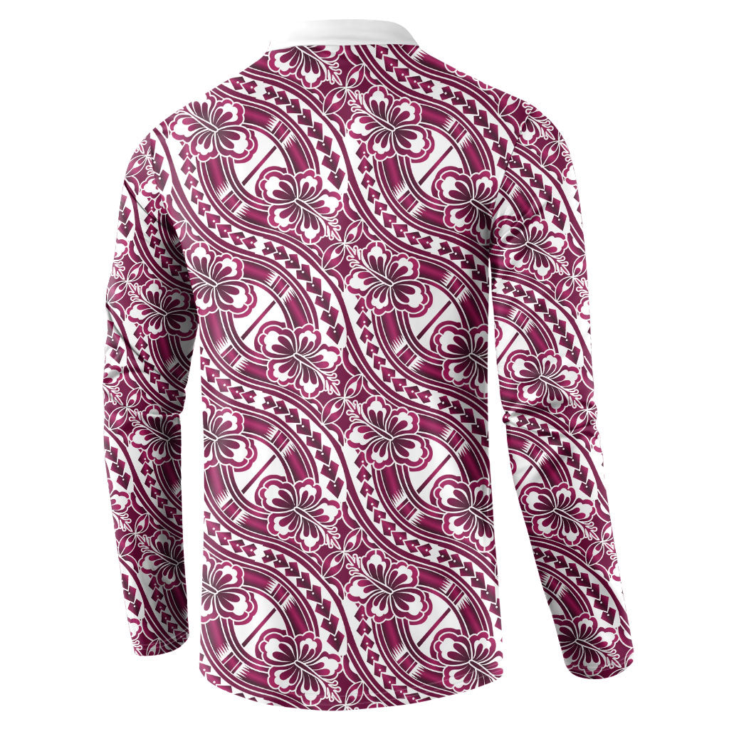 Hibiscus Bloom Island Tribal Waves Button Sweatshirt Pink Polynesian Pattern LT01 - Polynesian Pride