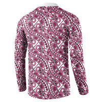 Hibiscus Bloom Island Tribal Waves Button Sweatshirt Pink Polynesian Pattern LT01 - Polynesian Pride
