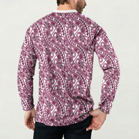 Hibiscus Bloom Island Tribal Waves Button Sweatshirt Pink Polynesian Pattern LT01 - Polynesian Pride