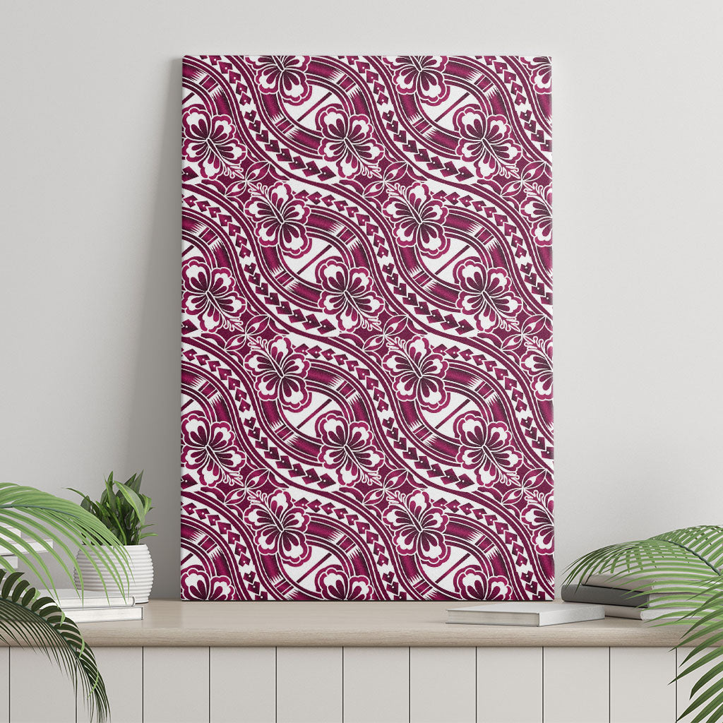 Hibiscus Bloom Island Tribal Waves Canvas Wall Art Pink Polynesian Pattern LT01 - Polynesian Pride