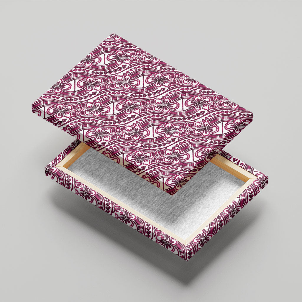 Hibiscus Bloom Island Tribal Waves Canvas Wall Art Pink Polynesian Pattern LT01 - Polynesian Pride