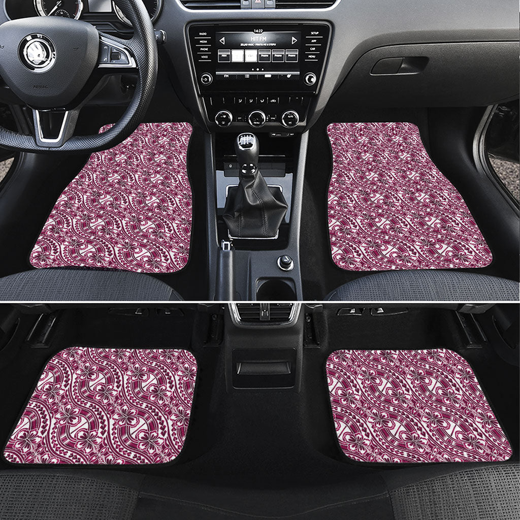 Hibiscus Bloom Island Tribal Waves Car Mats Pink Polynesian Pattern LT01 Set 4pcs Pink - Polynesian Pride