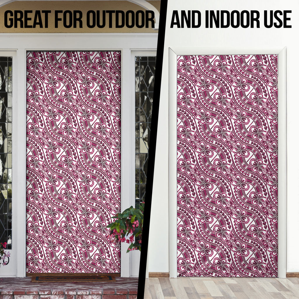 Hibiscus Bloom Island Tribal Waves Door Cover Pink Polynesian Pattern LT01 - Polynesian Pride