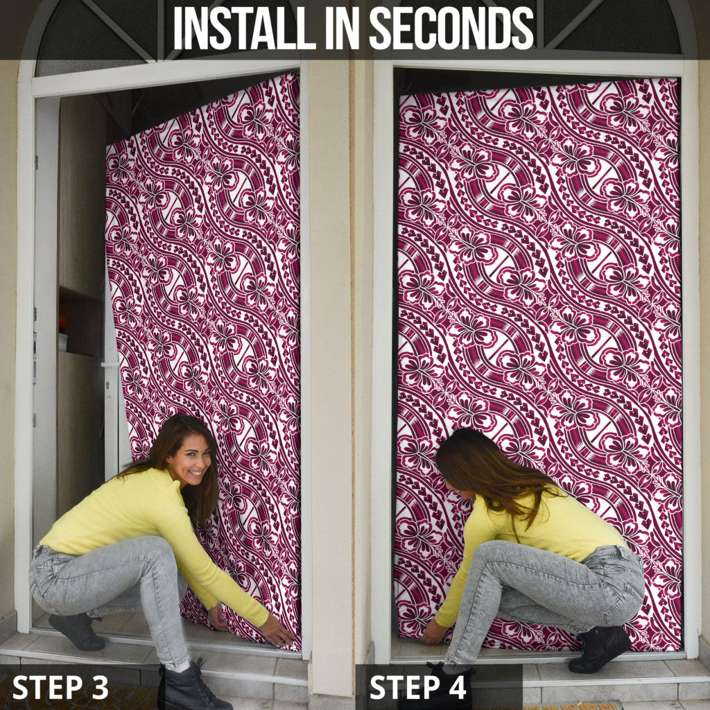 Hibiscus Bloom Island Tribal Waves Door Cover Pink Polynesian Pattern LT01 - Polynesian Pride