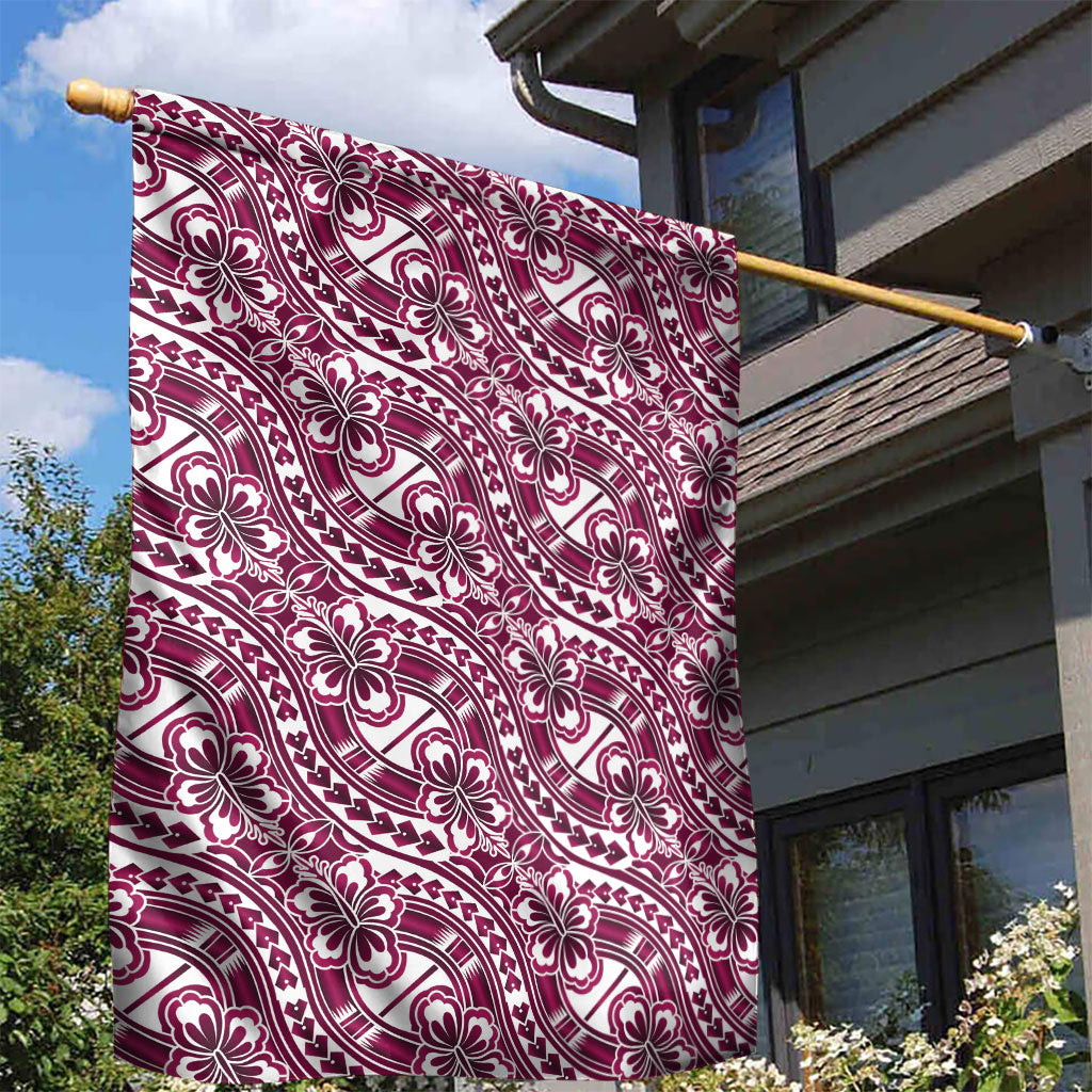 Hibiscus Bloom Island Tribal Waves Garden Flag Pink Polynesian Pattern LT01 - Polynesian Pride