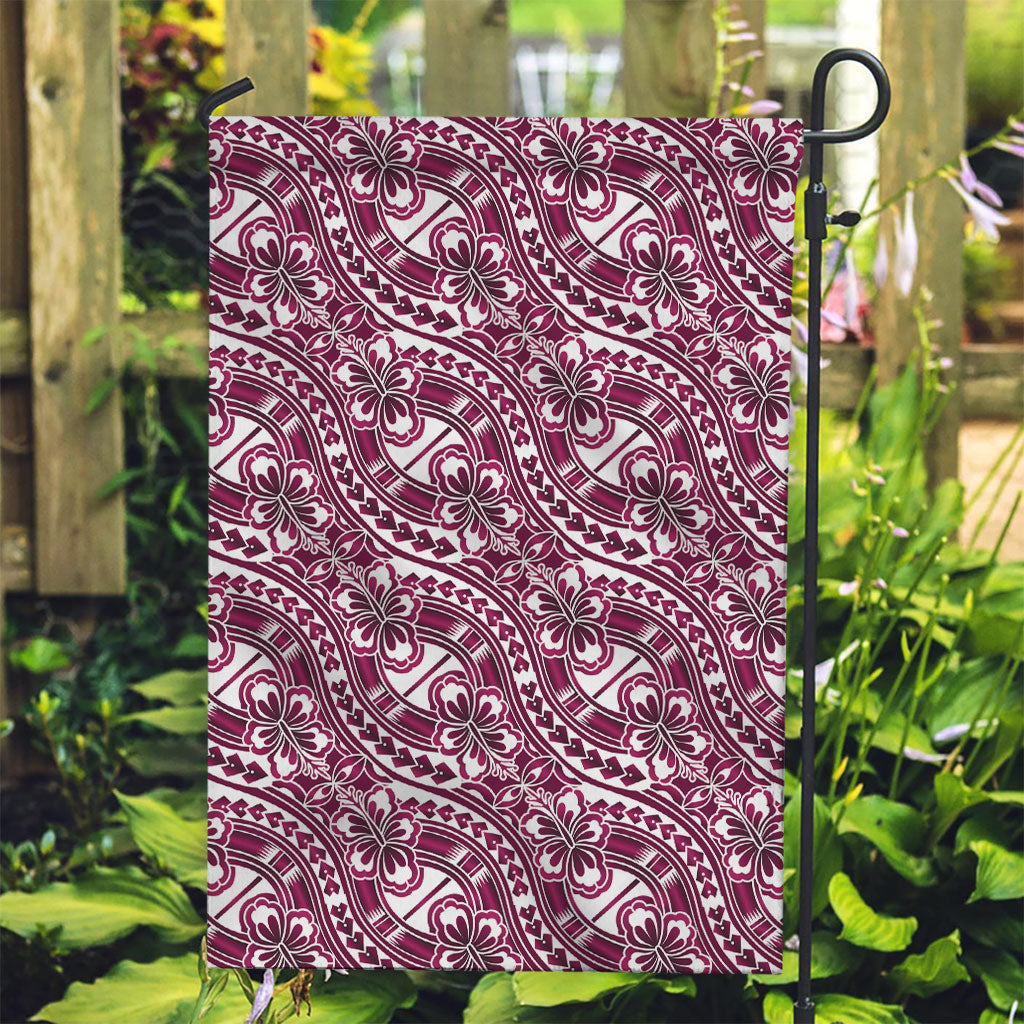 Hibiscus Bloom Island Tribal Waves Garden Flag Pink Polynesian Pattern LT01 Garden Flag Pink - Polynesian Pride