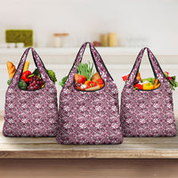Hibiscus Bloom Island Tribal Waves Grocery Bag Pink Polynesian Pattern LT01 3-pack One Size Pink - Polynesian Pride