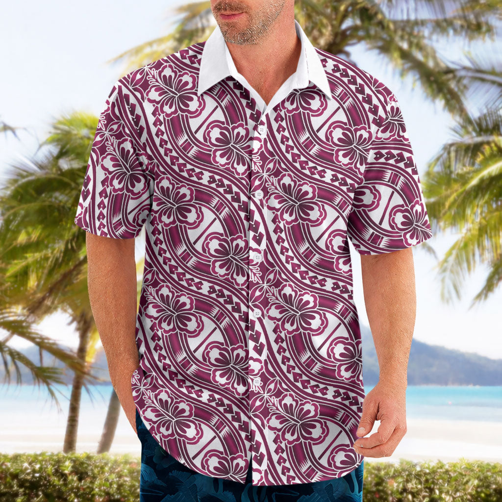 Hibiscus Bloom Island Tribal Waves Hawaiian Shirt Pink Polynesian Pattern LT01 - Polynesian Pride