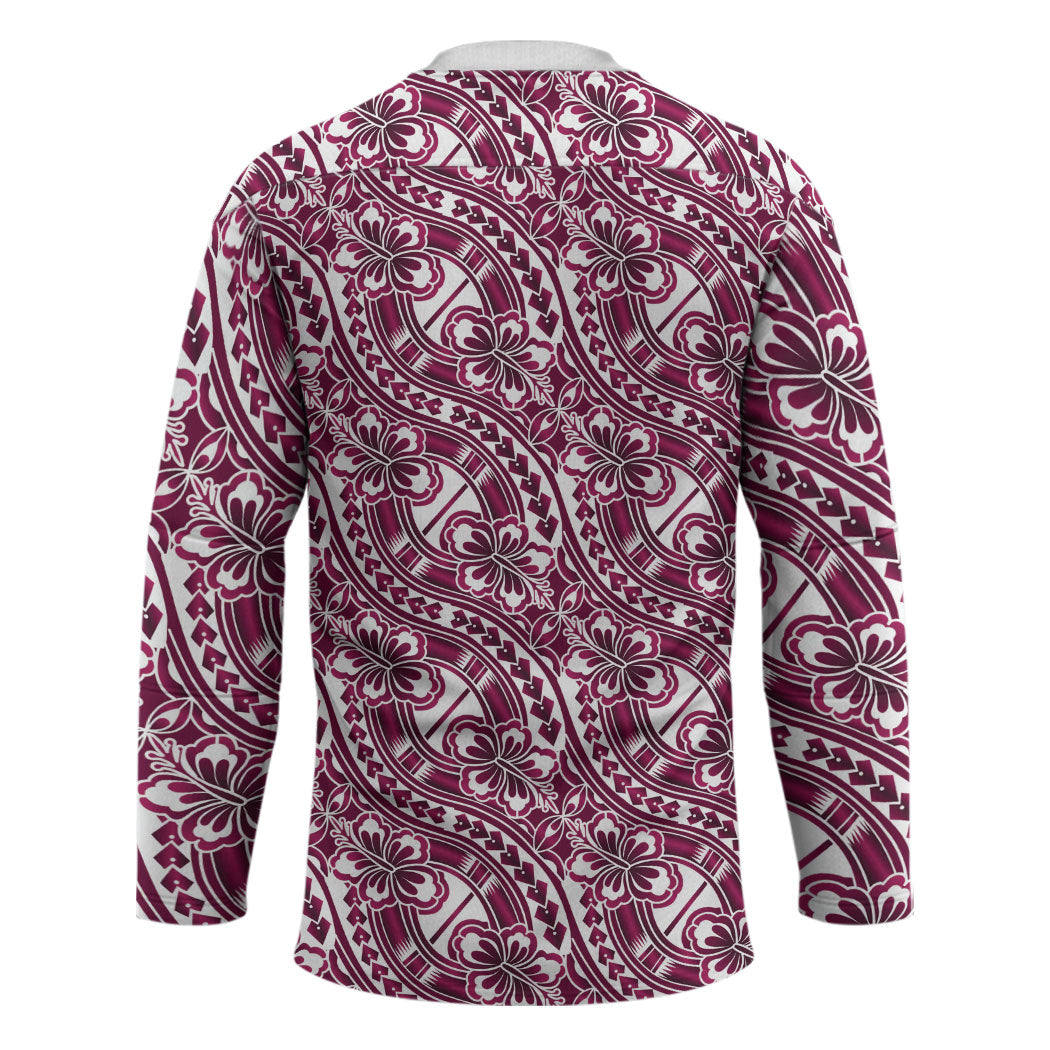 Hibiscus Bloom Island Tribal Waves Hockey Jersey Pink Polynesian Pattern LT01 - Polynesian Pride
