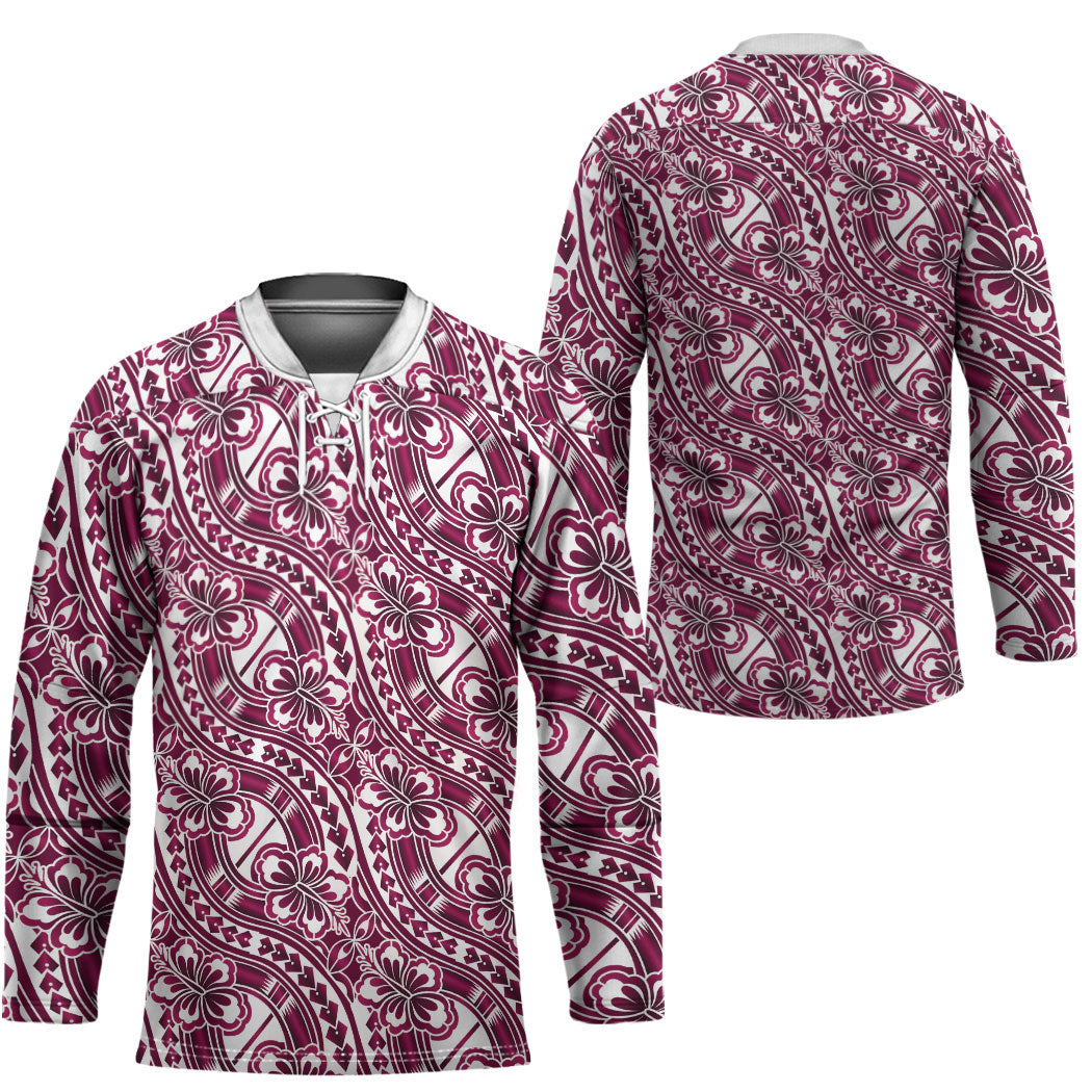 Hibiscus Bloom Island Tribal Waves Hockey Jersey Pink Polynesian Pattern LT01 - Polynesian Pride