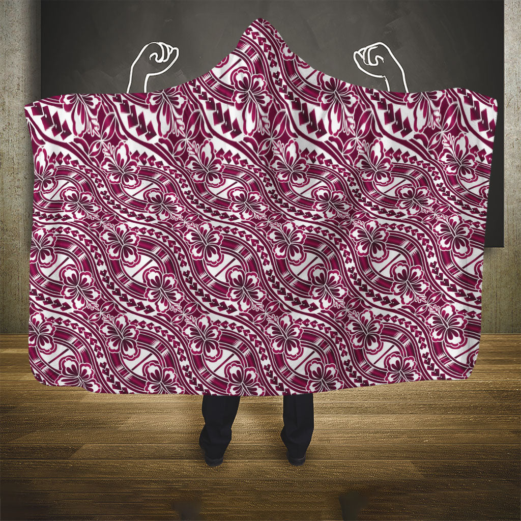 Hibiscus Bloom Island Tribal Waves Hooded Blanket Pink Polynesian Pattern LT01 - Polynesian Pride