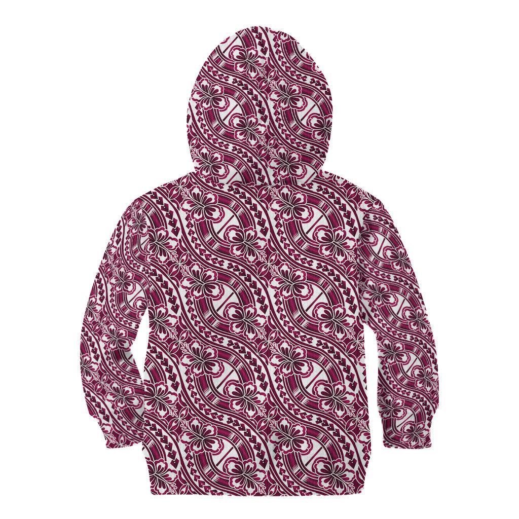 Hibiscus Bloom Island Tribal Waves Kid Hoodie Pink Polynesian Pattern LT01 - Polynesian Pride