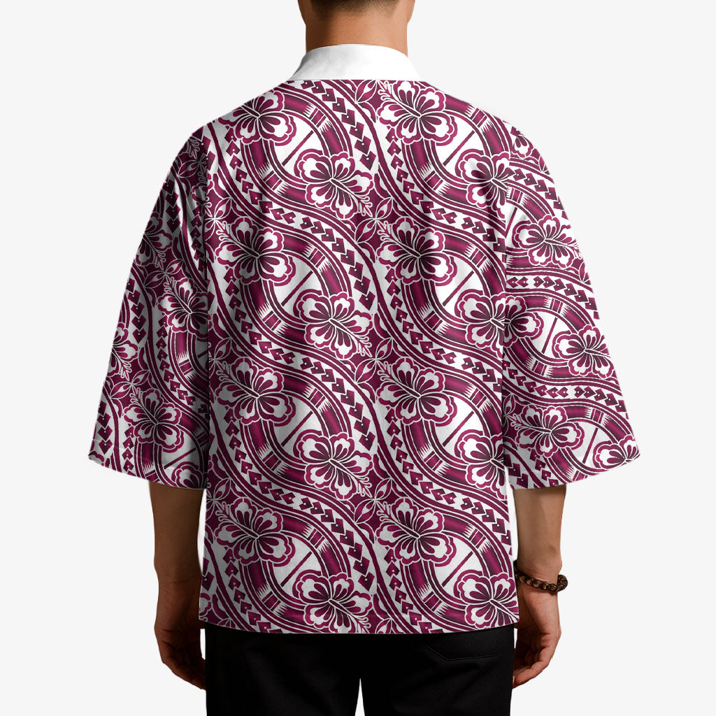 Hibiscus Bloom Island Tribal Waves Kimono Pink Polynesian Pattern LT01 - Polynesian Pride