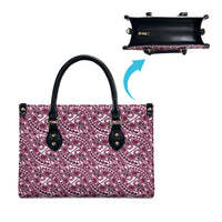 Hibiscus Bloom Island Tribal Waves Leather Bag Pink Polynesian Pattern LT01 - Polynesian Pride